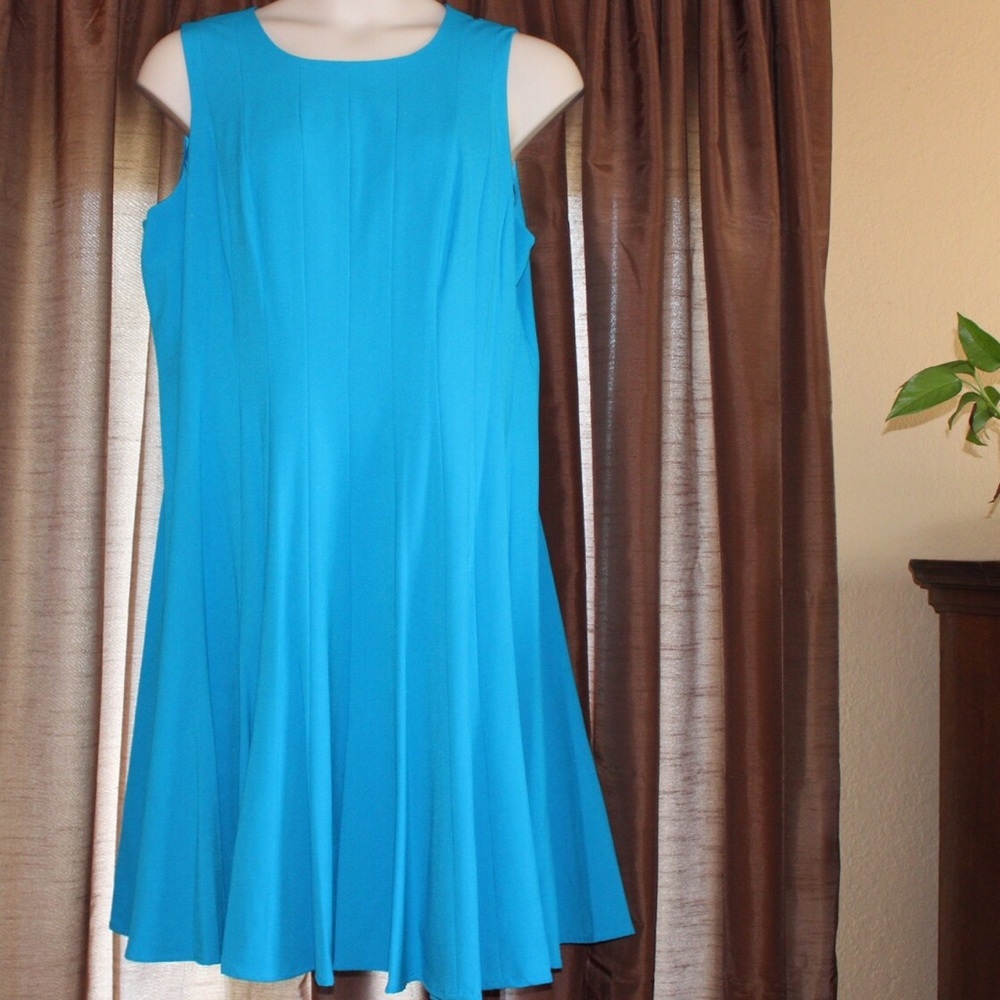 Blue Calvin Klein Plus Size  Pleated A-Line Dress